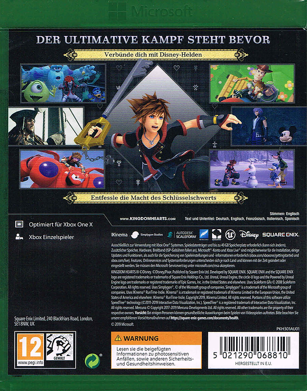 Kingdom Hearts 3 (AT-PEGI) Rueckseite