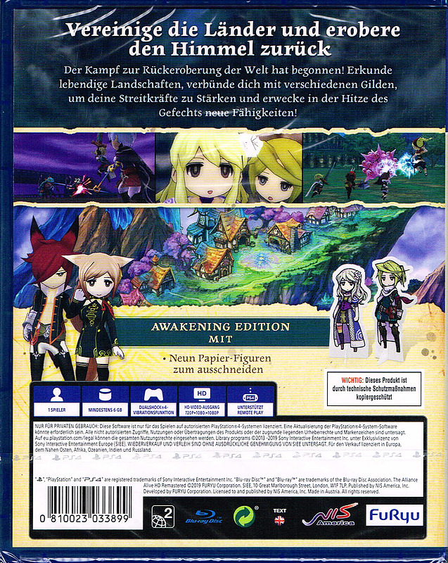 The Alliance Alive HD Remastered Awakening Edition Rueckseite