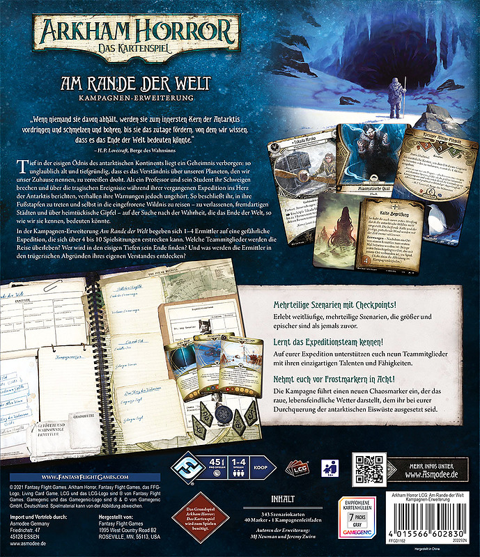 Arkham Horror: LCG - Am Rande der Welt Kampagnen Rueckseite Arkham Horror: LCG - Am Rande der Welt Kampagnen Rueckseite