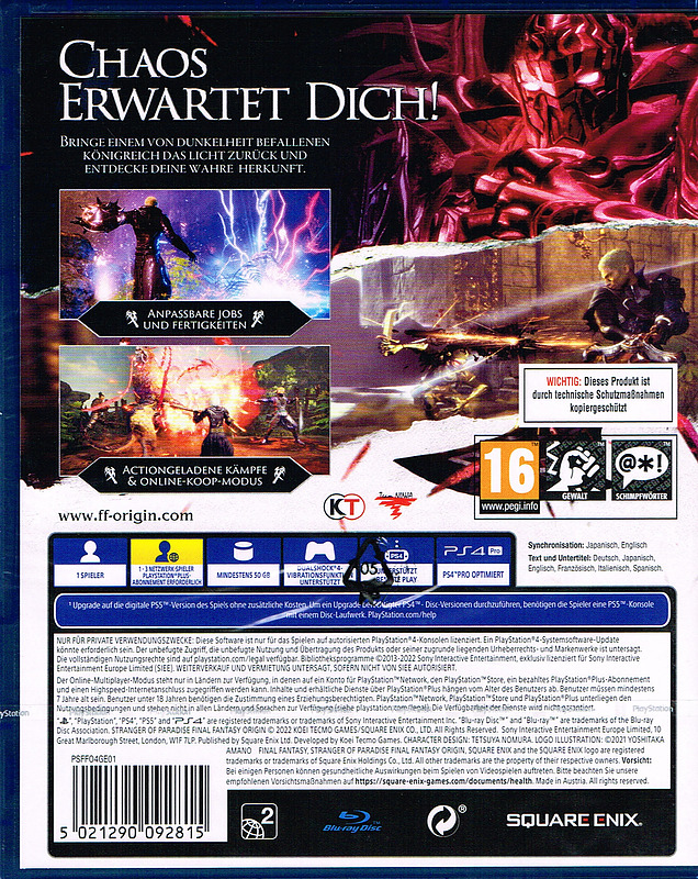Stranger of Paradise: Final Fantasy Origin Rueckseite
