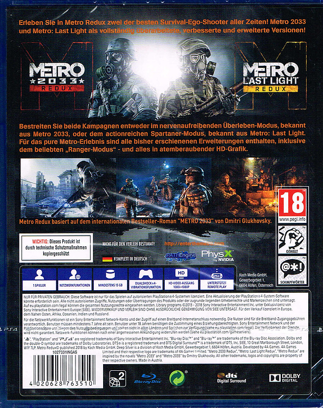 Metro Redux Rueckseite