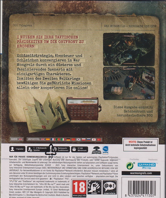 War Mongrels: Renegade Edition Rueckseite