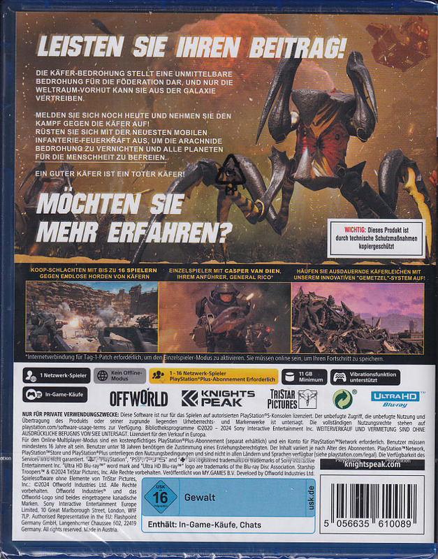 Starship Troopers Extermination Rueckseite