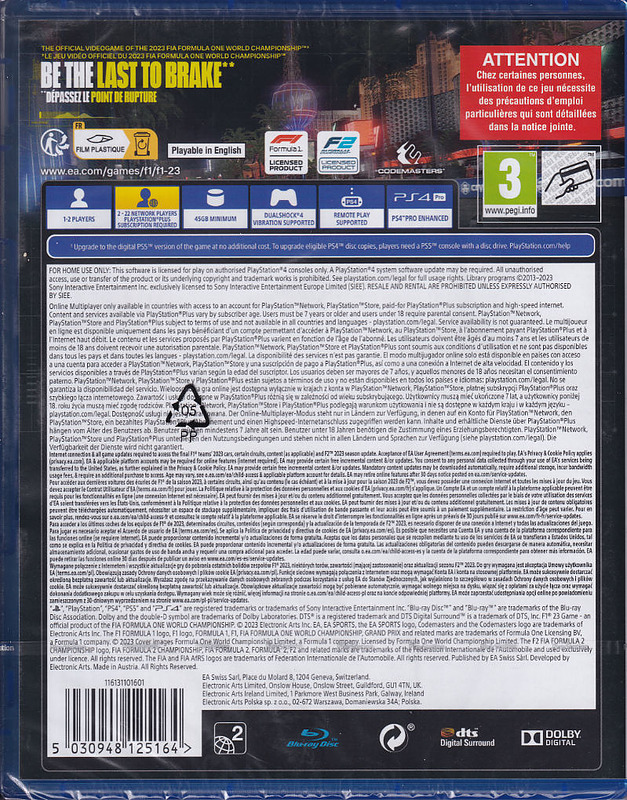 F1 23 + Preorder Bonus (AT-PEGI) Rueckseite