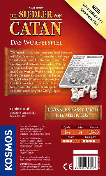 Catan: Das Würfelspiel Rueckseite Catan: Das Würfelspiel Rueckseite