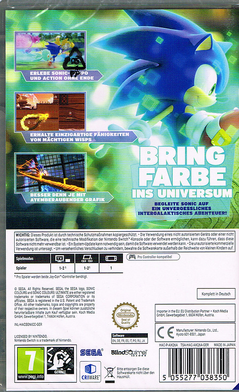 Sonic Colours Ultimate (AT-PEGI) Rueckseite