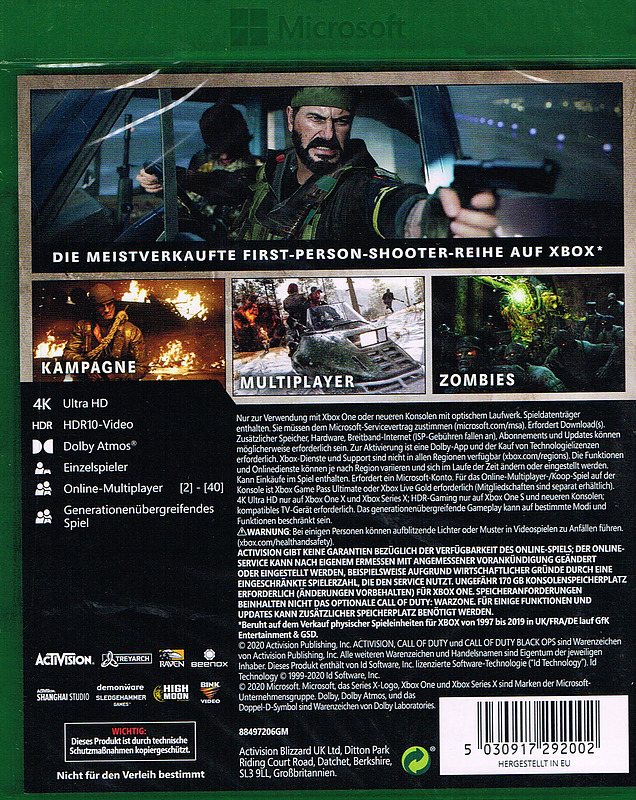 Call of Duty Black Ops: Cold War Rueckseite