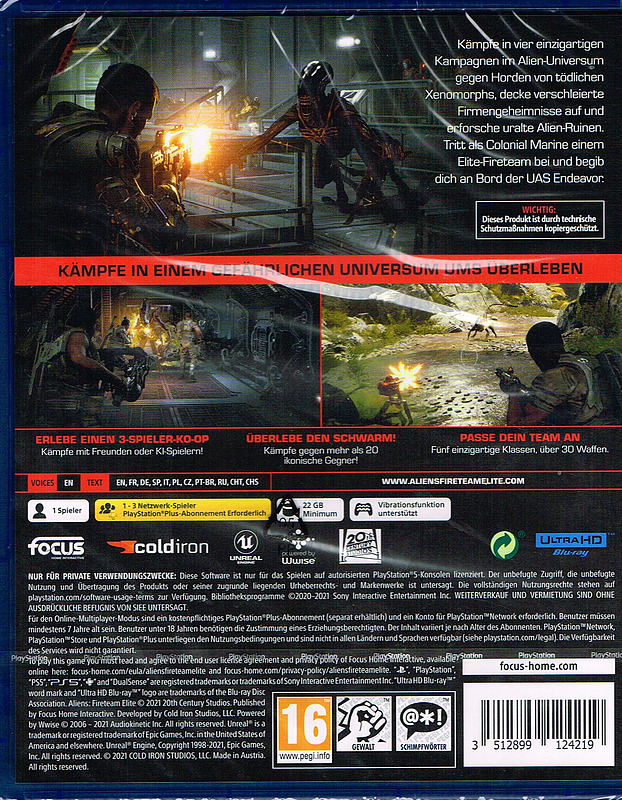 Aliens: Fireteam Elite Rueckseite