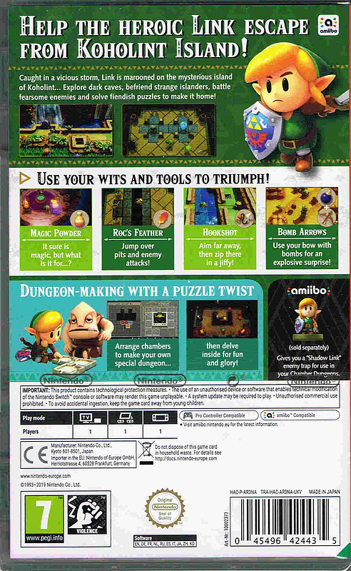 The Legend of Zelda: Link's Awakening (PEGI) Rueckseite