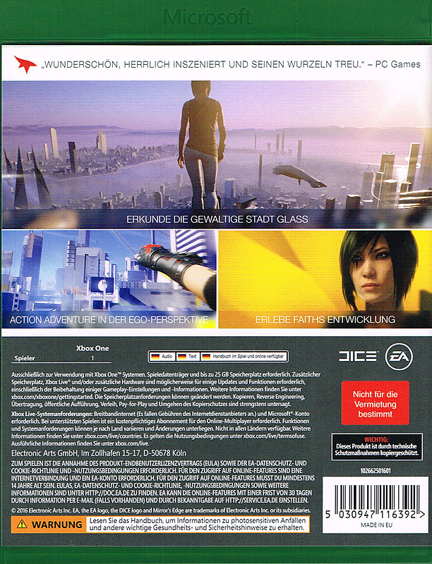 Mirrors Edge Catalyst Rueckseite