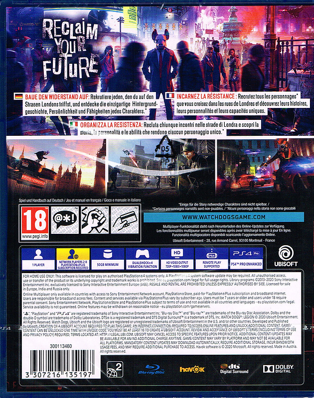 Watch Dogs Legion Rueckseite