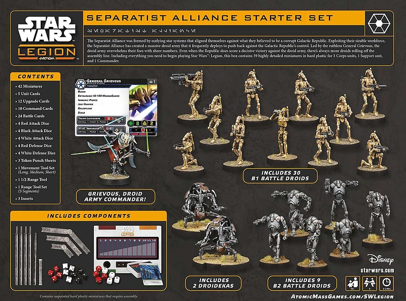 Star Wars: Legion - Separatist Alliance Starter Set Rueckseite
