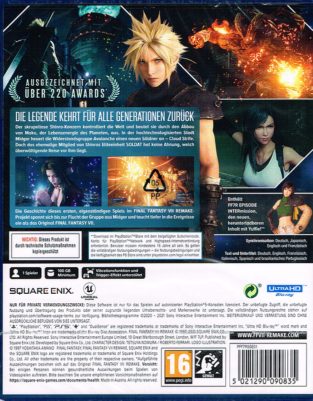 Final Fantasy VII Remake Intergrade Rueckseite