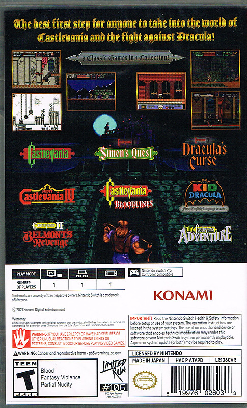 Castlevania Anniversary Collection (US-Import) Rueckseite