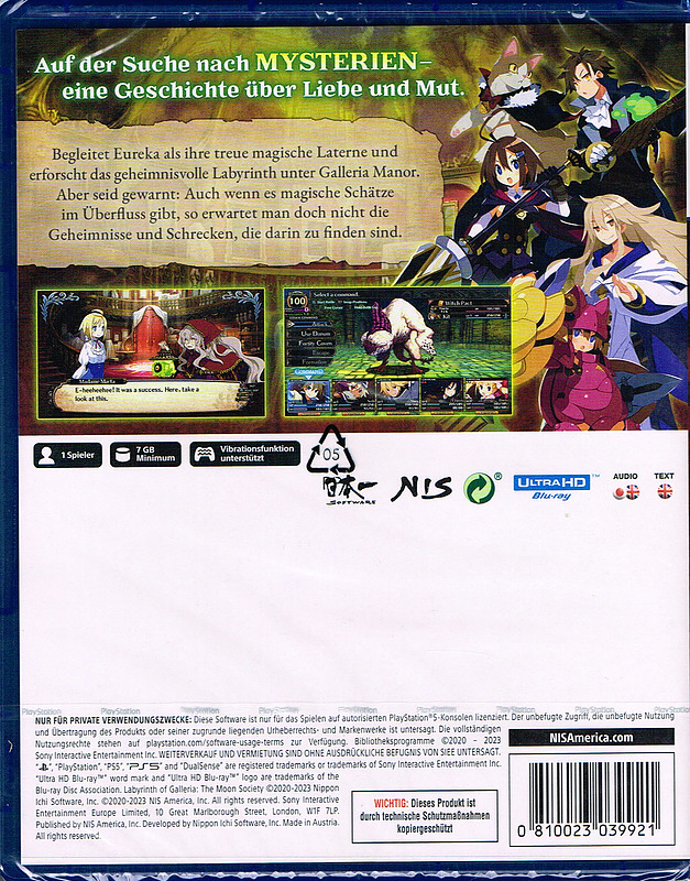 Labyrinth of Galleria: The Moon Society Rueckseite