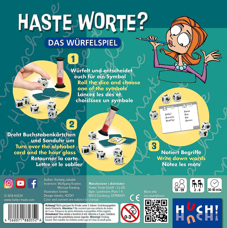 Haste Worte - Das Würfelspiel Rueckseite