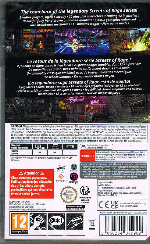Streets of Rage 4 Anniversary Edition (PEGI) Rueckseite