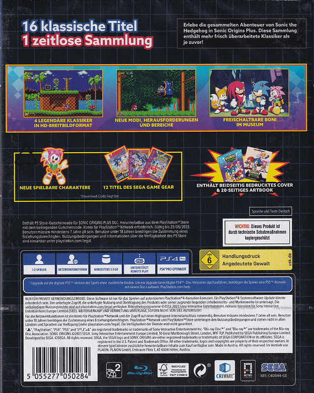 Sonic Origins Plus Limited Edition Rueckseite
