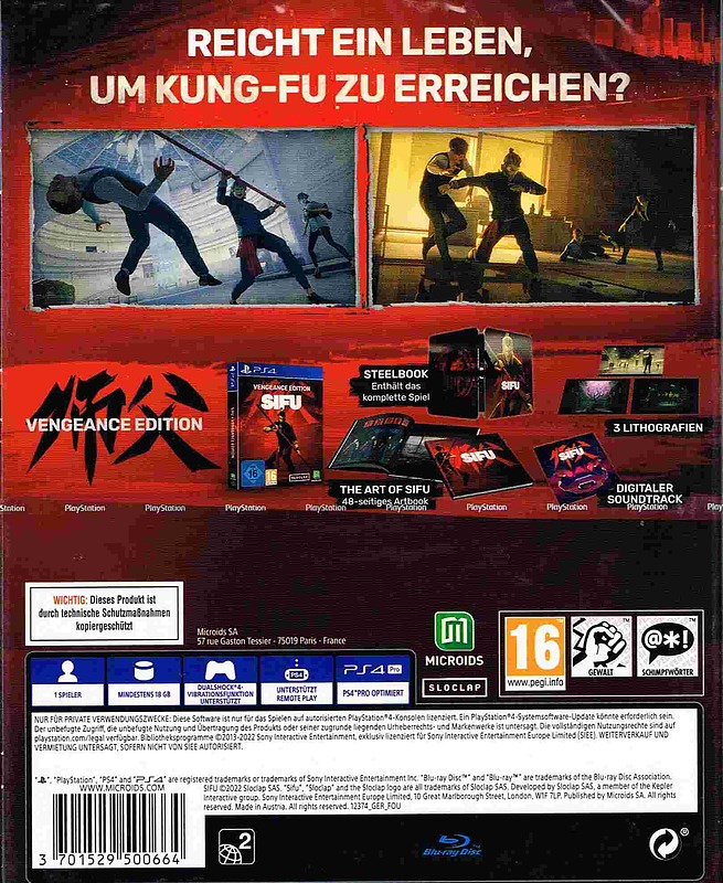 Sifu Vengeance Edition Rueckseite