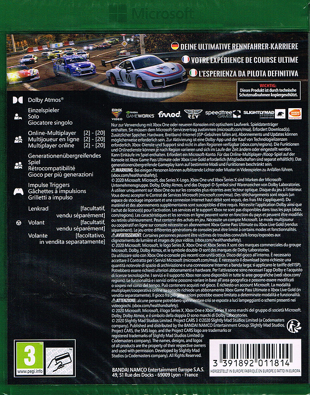 Project Cars 3 Rueckseite