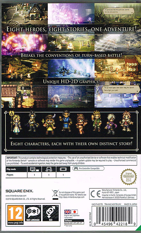 Octopath Traveler (EU-Import) Rueckseite