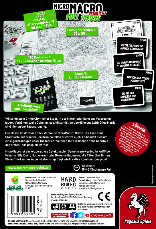 Micro Macro: Crime City 2 - Full House 1-4 Spieler, Spieldauer ca. 15-45 Minuten Rueckseite