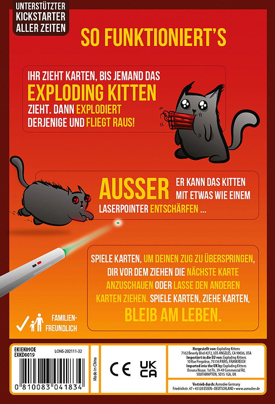 Exploding Kittens: 2-Spieler-Edition Rueckseite