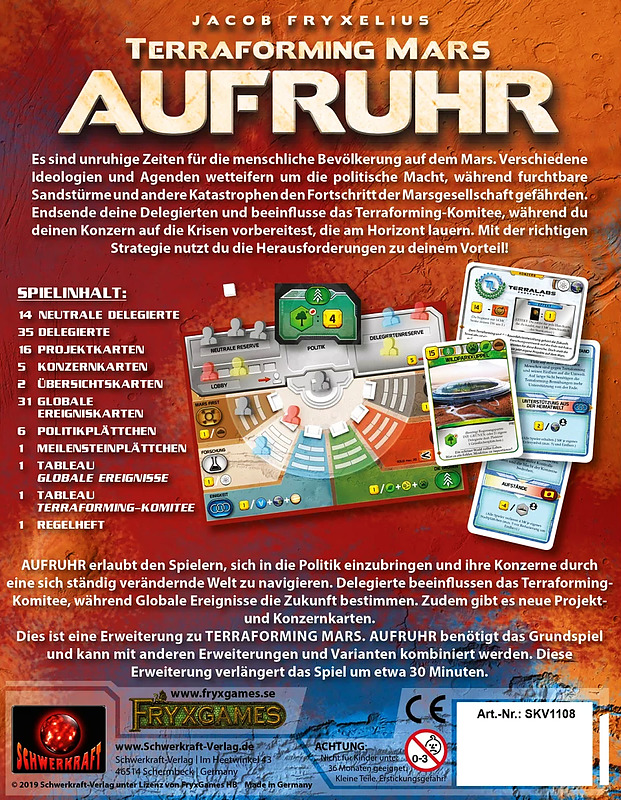 Terraforming Mars: Aufruhr Rueckseite