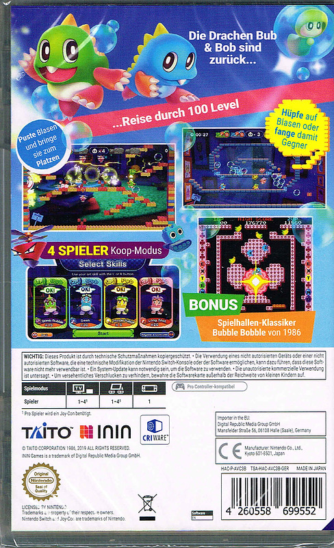 Bubble Bobble 4 Friends Rueckseite