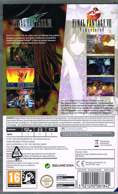 Final Fantasy VII & Final Fantasy VIII Remastered Rueckseite