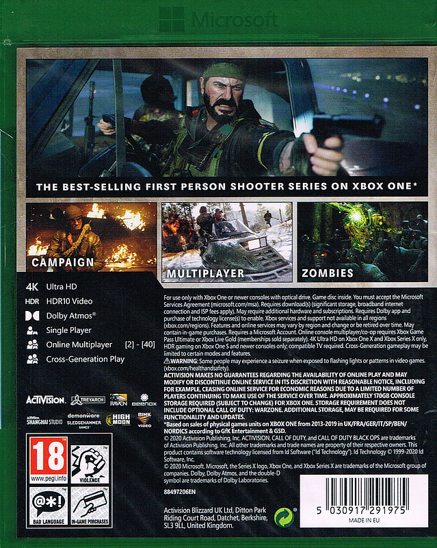 Call of Duty Black Ops: Cold War (PEGI) Rueckseite