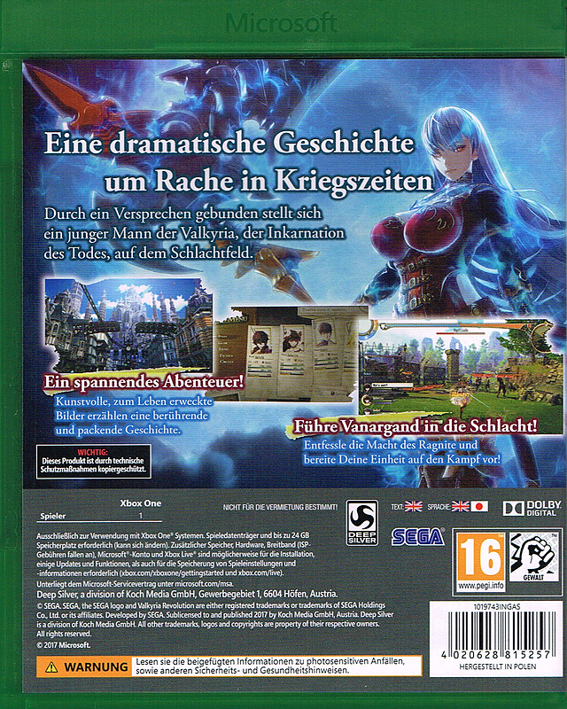 Valkyria Revolution Limited Edition Rueckseite