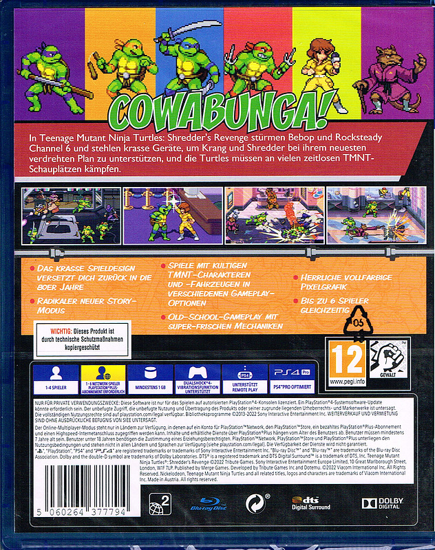 Teenage Mutant Ninja Turtles: Shredder's Revenge Rueckseite