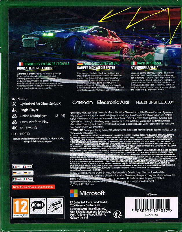 Need for Speed: Unbound (AT-PEGI) Rueckseite