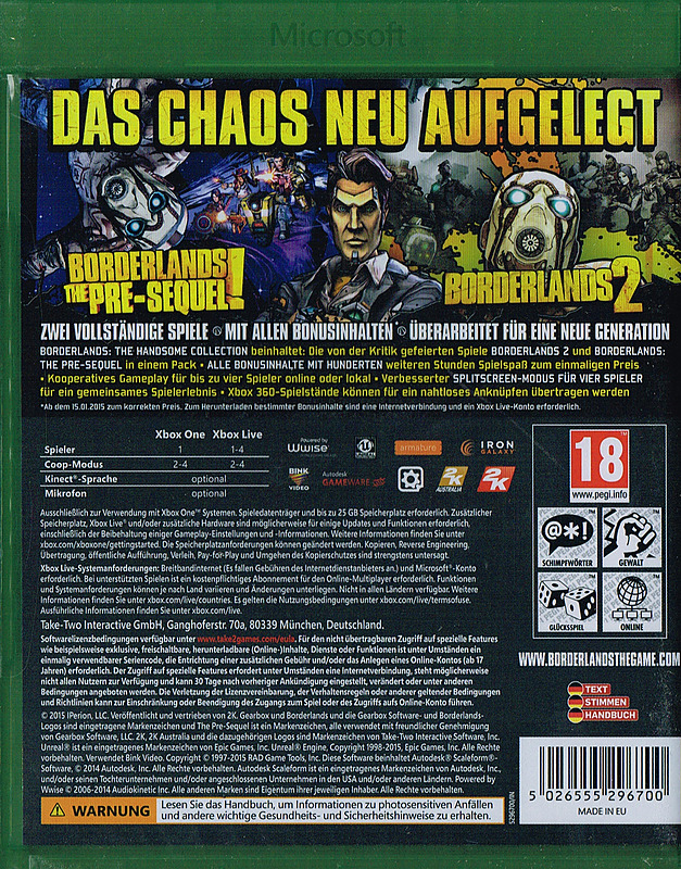 Borderlands: The Handsome Collection (AT-PEGI) Rueckseite