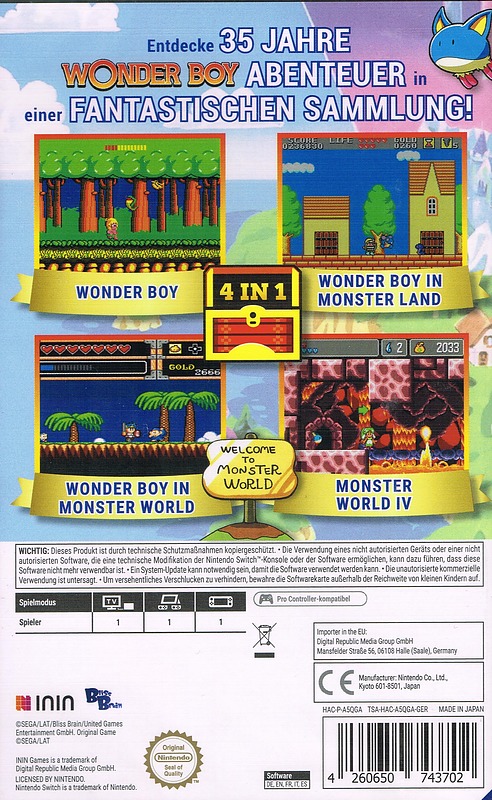 Wonder Boy Collection Rueckseite
