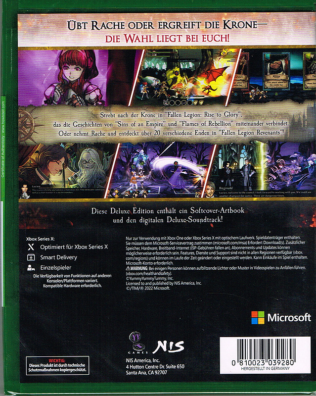 Fallen Legion: Rise to Glory / Revenants Rueckseite