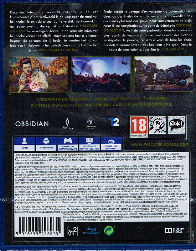 The Outer Worlds (PEGI) Rueckseite