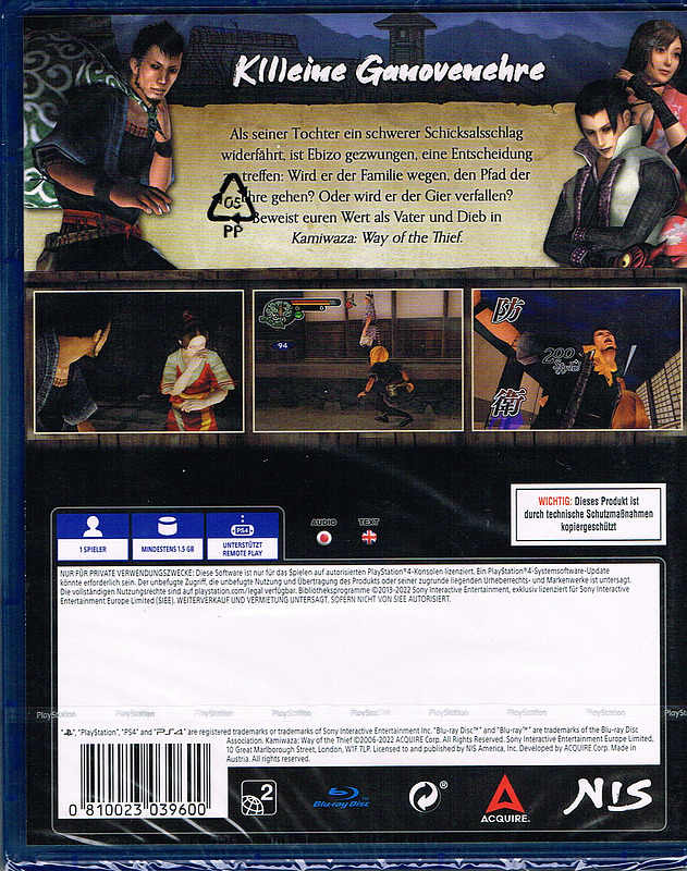 Kamiwaza: Way of the Thief Rueckseite