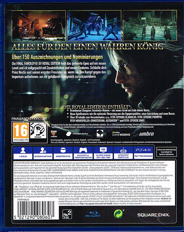 Final Fantasy XV Royal Edition (AT-PEGI) Rueckseite