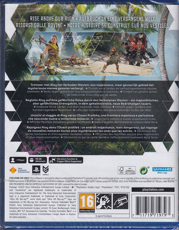 Horizon Forbidden West (AT-PEGI) Rueckseite