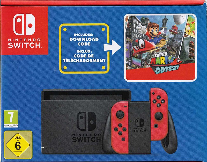 Nintendo Switch Neon-Rot + Mario Cover