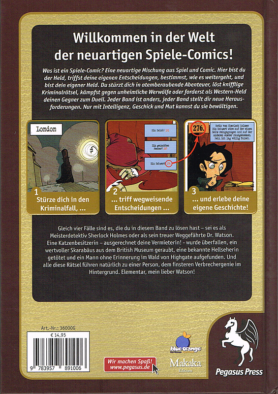 Spiele-Comic Krimi: Sherlock Holmes #1 4 Fälle Rueckseite