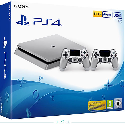 PlayStation 4 (Slim) 500GB silver + 2 Controller Cover