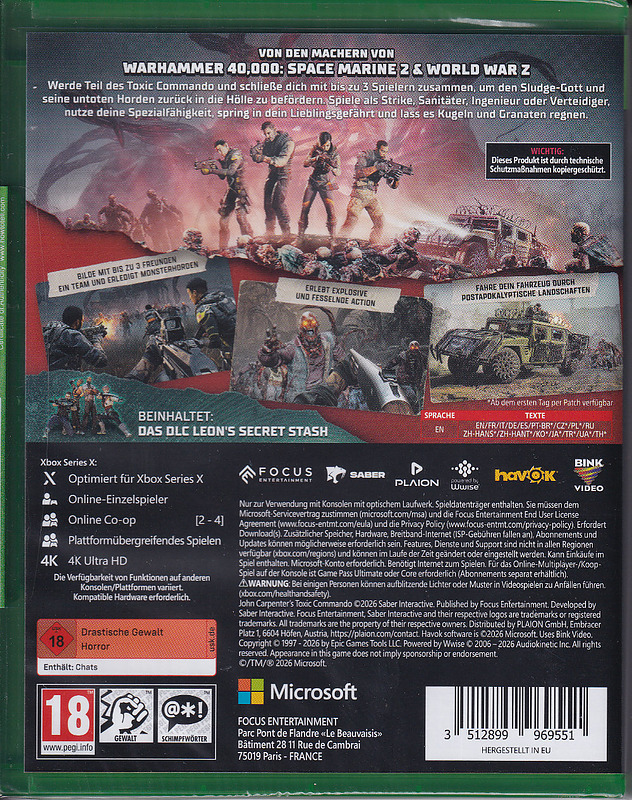 John Carpenter's Toxic Commando Day 1 Edition Rueckseite
