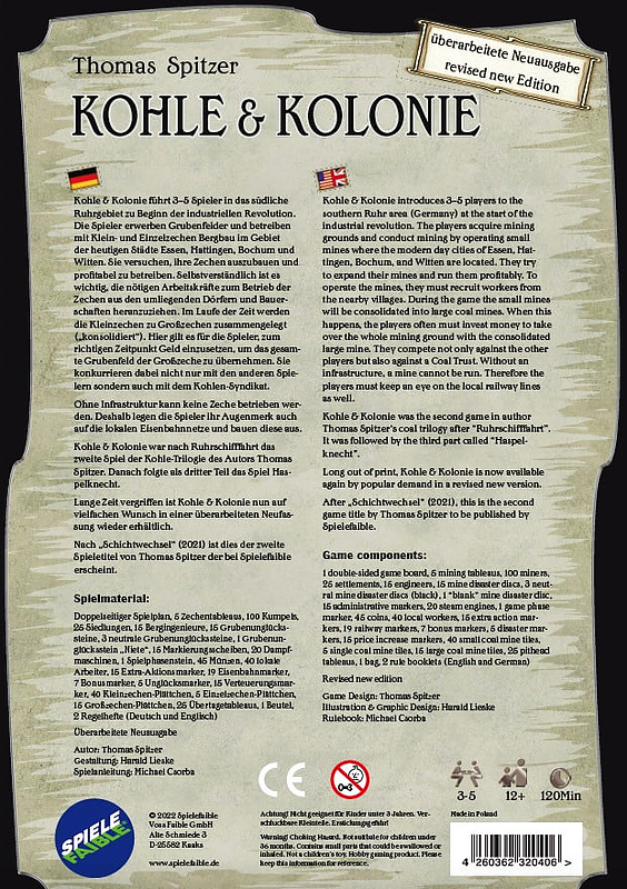 Kohle & Kolonie 2nd Edition Rueckseite