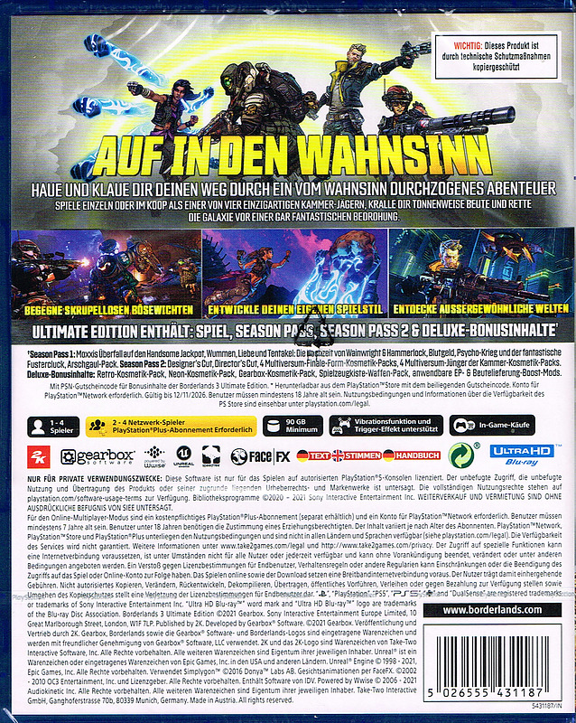 Borderlands 3 Ultimate Edition Rueckseite