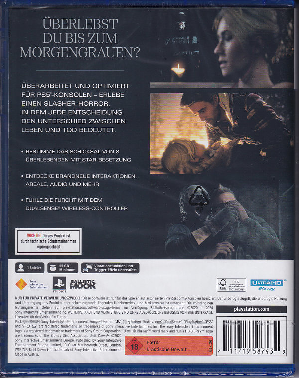 Until Dawn Remake Rueckseite