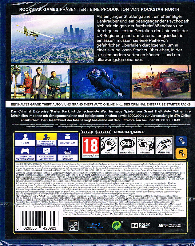 Grand Theft Auto V Premium Edition (AT-PEGI) Rueckseite