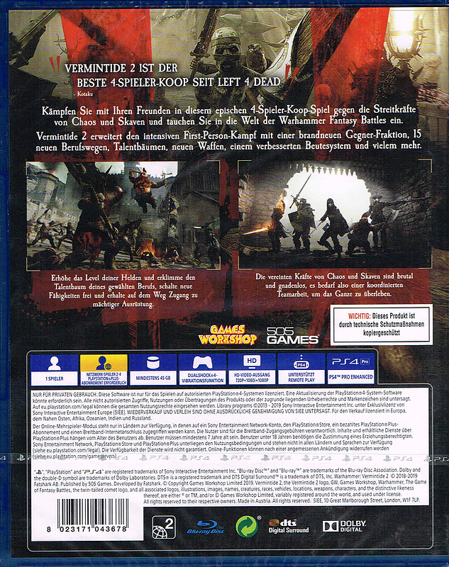 Warhammer Vermintide II Deluxe Edition Rueckseite